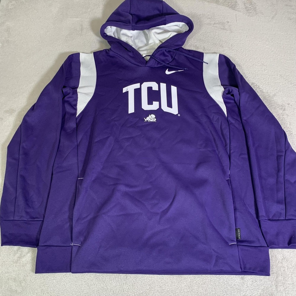 TCU Horned Frogs Hoodie Mens Large Purple NCAA Football Nike Therma-FIT On Field
